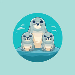 Obraz premium Endearing seal illustrations in vector format, perfect for children's products.