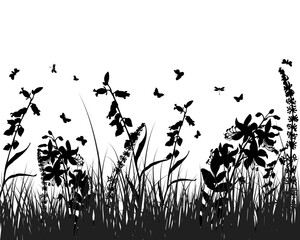 Obraz premium Vector grass silhouettes background. All objects are separated.
