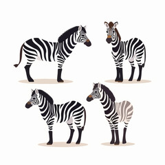 Vector zebra illustrations capturing their distinctive striped patterns.
