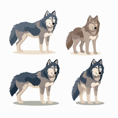 Fototapeta premium Dynamic wolf illustrations adding a touch of wilderness to any project.