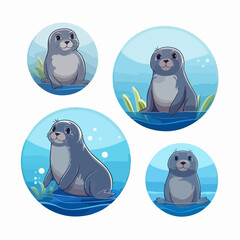 Lively seal illustrations in vector format, adding character to any project.