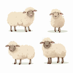 Cute and cuddly sheep illustrations, ideal for children's clothing design.