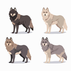 Noble wolf illustrations in various stances, perfect for wildlife-inspired designs.