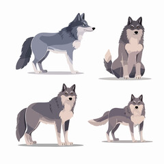 Artistic wolf illustrations in vector format, suitable for digital media.