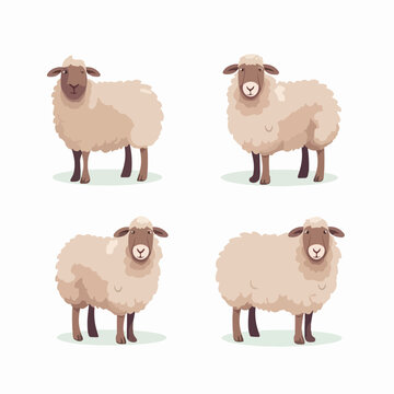 Sweet sheep illustrations in different stances, perfect for farm-themed crafts.