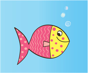 Cute colorful fish. Vector Illustration.