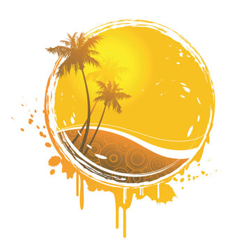 summer illustration with palmtrees
