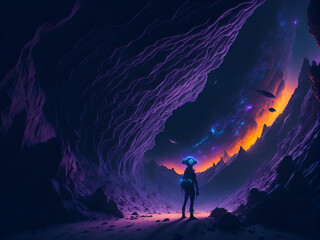 Alien planet landscape. AI generated illustration
