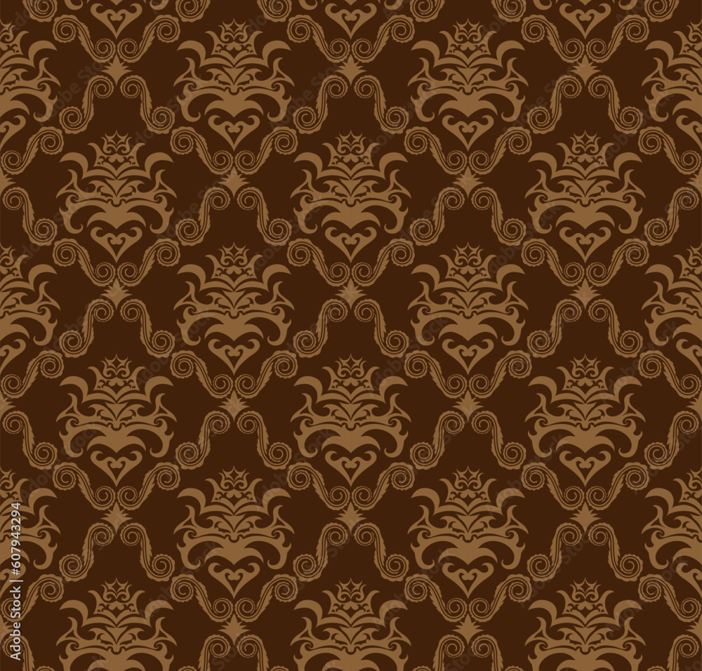 Poster damask seamless vector background. for easy making seamless pattern just drag all group into swatche