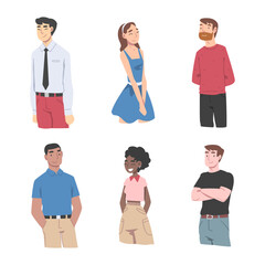 Diverse Multiracial and Multicultural People Characters Isolated on White Background Vector Set