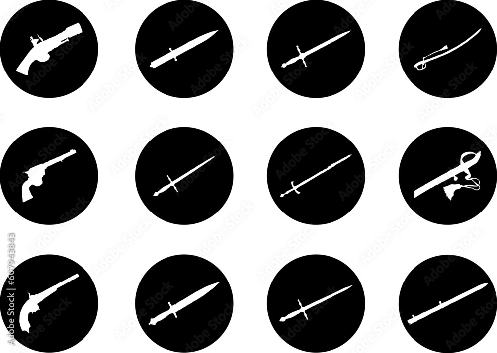 Poster guns. set of 12 vector for web. similar images can be found in my gallery.