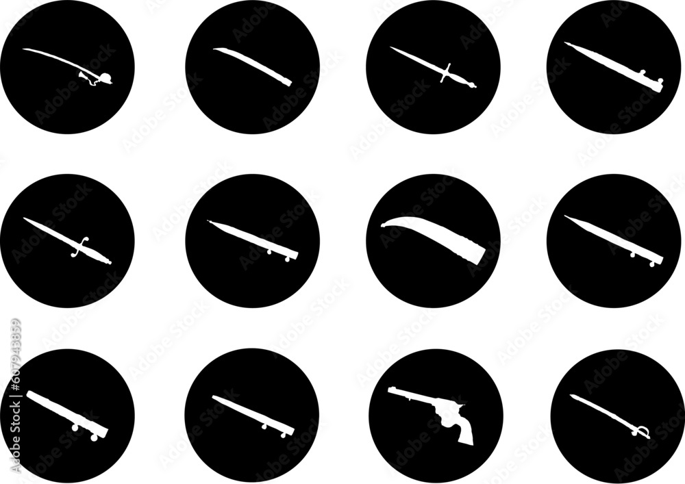 Poster guns. set of 12 vector for web. similar images can be found in my gallery.