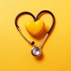 Heart shaped stethoscope. healthcare concept. Generative AI.