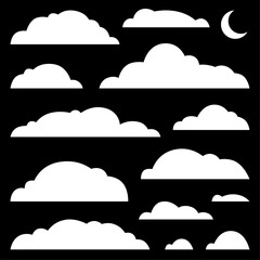 Vector Collection Set of Cloud Silhouettes 