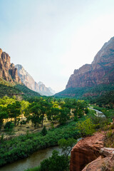 Fototapeta na wymiar Beautiful scenic view inside Zion National Park