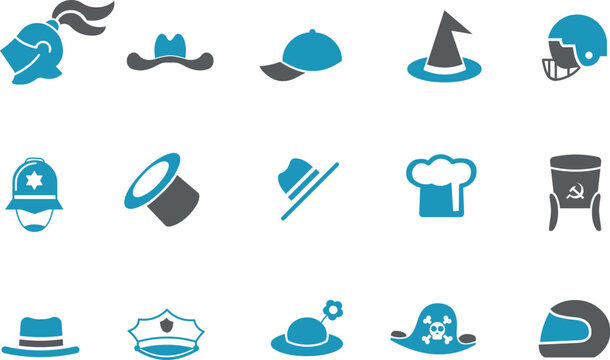 Vector icons pack - Blue Series, hat collection
