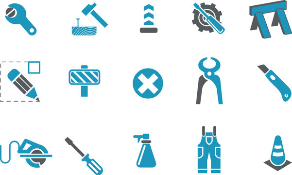 Vector icons pack - Blue Series, works collection