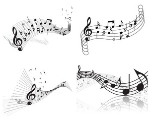 Vector musical notes staff background for design use