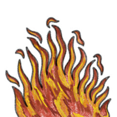 Unique Work of Art: Illustration of Fire With a Touch of Crayon Brush