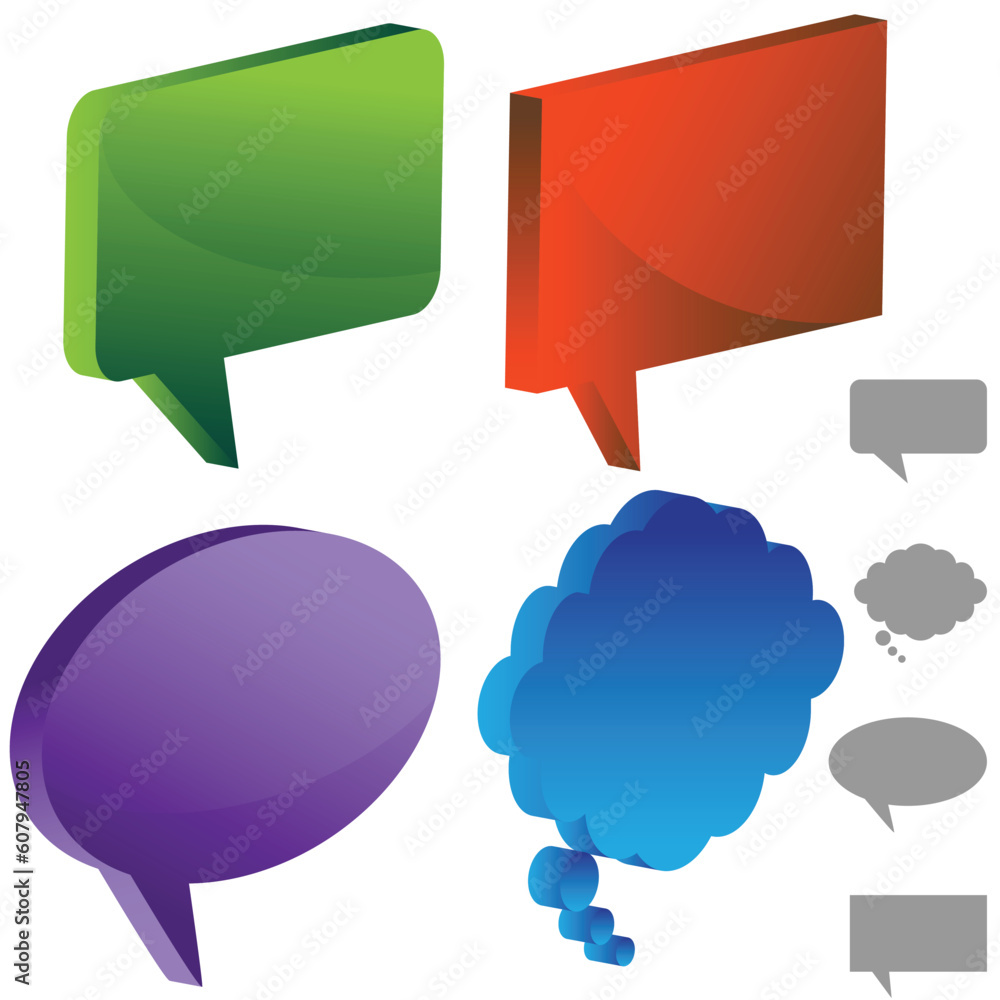 Poster set of 3d multiple chat icons.
