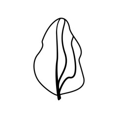 Big black tree with lush crown. Plant silhouette. Clipart.