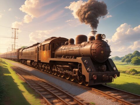 A image of an steam train volume one, created with generative ai, ki