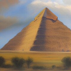 Fototapeta na wymiar Fantasy style pyramids painted with a brush