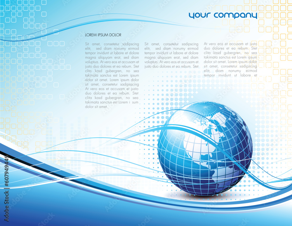 Poster clean futuristic vector design template with earth globe - easy to edit vector eps file