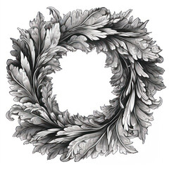 Acanthus leaves drawn wreath. Created using generative Al tools.