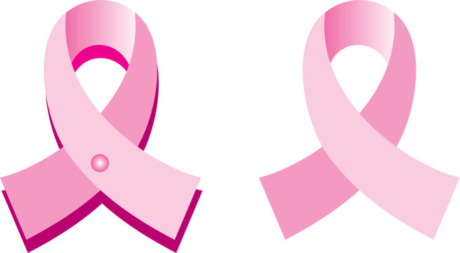 Vector Illustration for Breast Cancer awareness month. One with pin and shadow and other without.