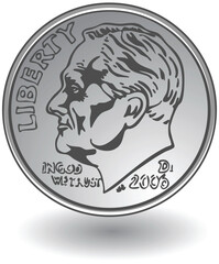 3D image of a dime.