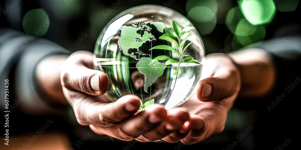 Aufkleber a a crystal globe was developed with sustainable development and esg in mind- generative ai.