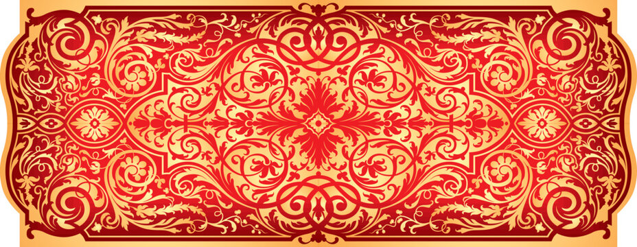 Red gold eastern ornament vector