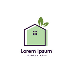 Green house logo design element vector with unique shape