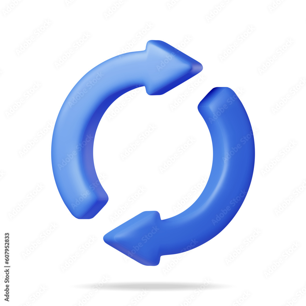Poster 3d synchronization icon isolated. render sync sign in round shape. cloud computing or refresh, resta