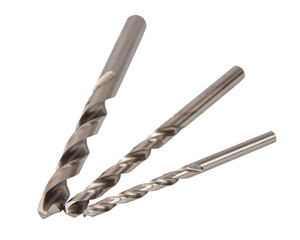 Drill for metalwork isolated on white background. Closeup