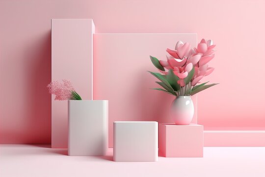 minimal cosmetic background for pink product presentation