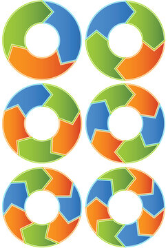 Process cycle icons in stages of three through eight.