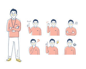 男性の表情　バリーエーションセット