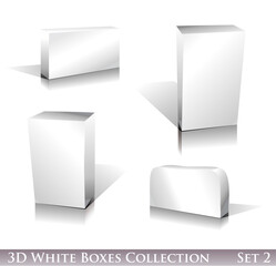 Three dimensional Boxes Icon set with reflection and shadows