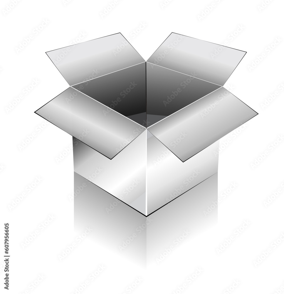 Poster 3d box with reflection, shadow and space for text or image