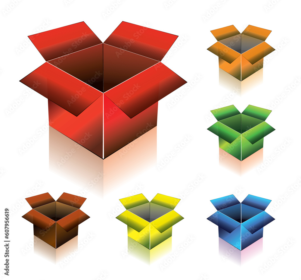 Poster 3d box with reflection, shadow and space for text or image