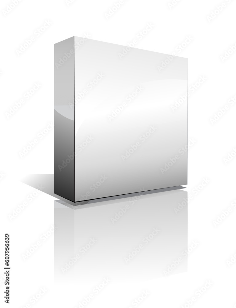 Poster 3d box with reflection, shadow and space for text or image