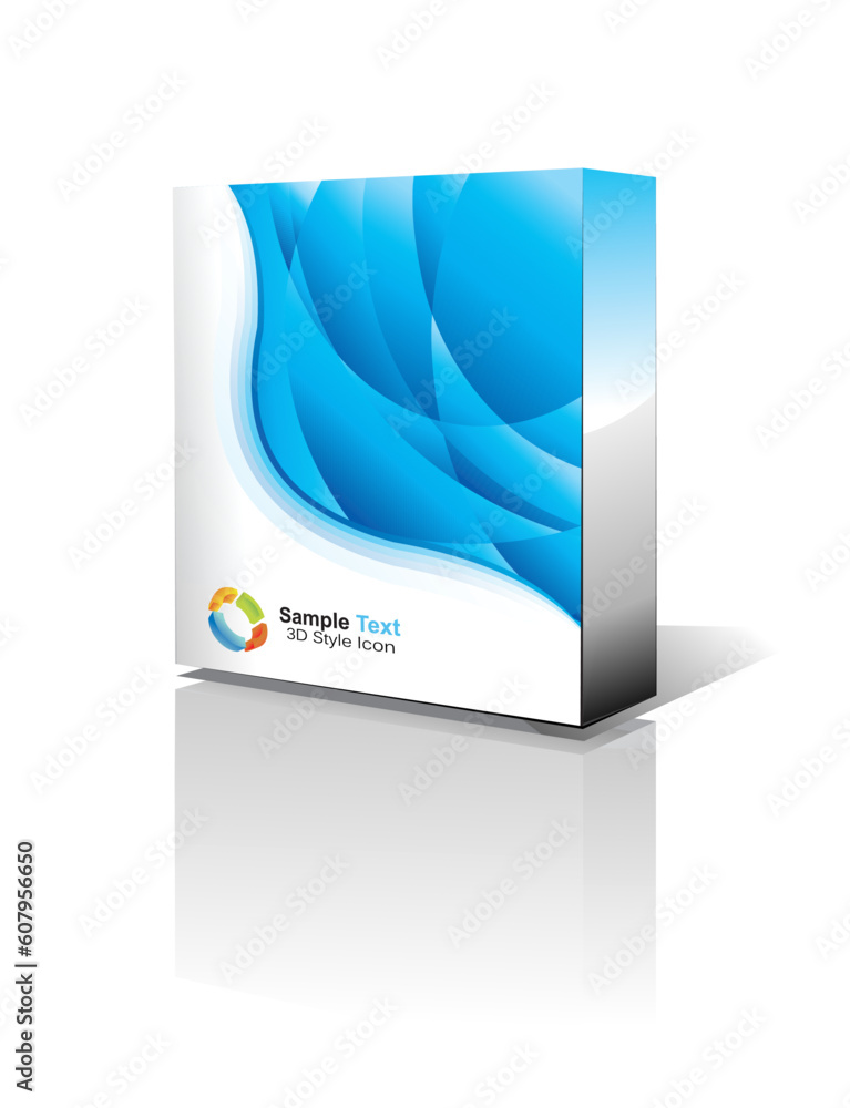 Poster 3d box with reflection, shadow and space for text or image