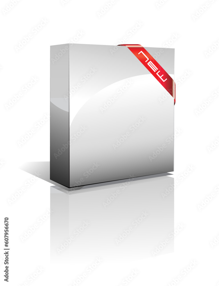 Poster 3d box with reflection, shadow and space for text or image