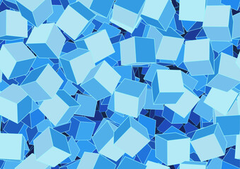 Vector illustration of style blue seamless background made of many funky cubes