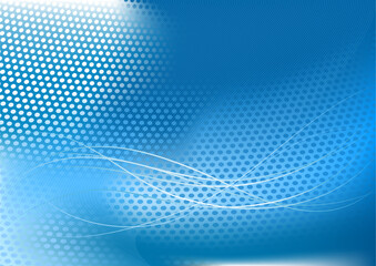 Vector illustration of blue  abstract techno background made of  dots and curved lines. Great for backgrounds or layering over other images