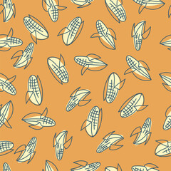 Seamless pattern of corn. Vegetable print. A pattern of simple elements. Vector illustration.