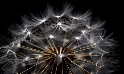  a close up of a dandelion on a black background.  generative ai