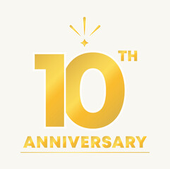 Happy birthday. Anniversary celebration, party. 10 th, ten years. Gold golden numbers. Design card, poster, banner. Vector illustration © Tatiana